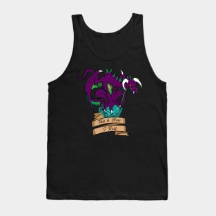 Purple Dragon with D20 die "This is How I Roll" Tank Top